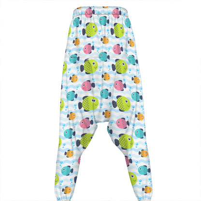 Cartoon Fish Pattern Print Hammer Pants