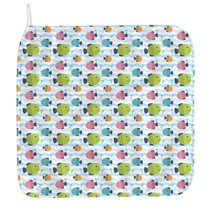 Cartoon Fish Pattern Print Hand Towel