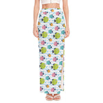 Cartoon Fish Pattern Print High Slit Maxi Skirt