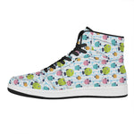 Cartoon Fish Pattern Print High Top Leather Sneakers