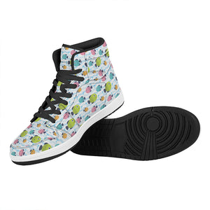 Cartoon Fish Pattern Print High Top Leather Sneakers