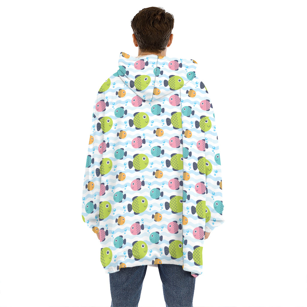 Cartoon Fish Pattern Print Hoodie Blanket