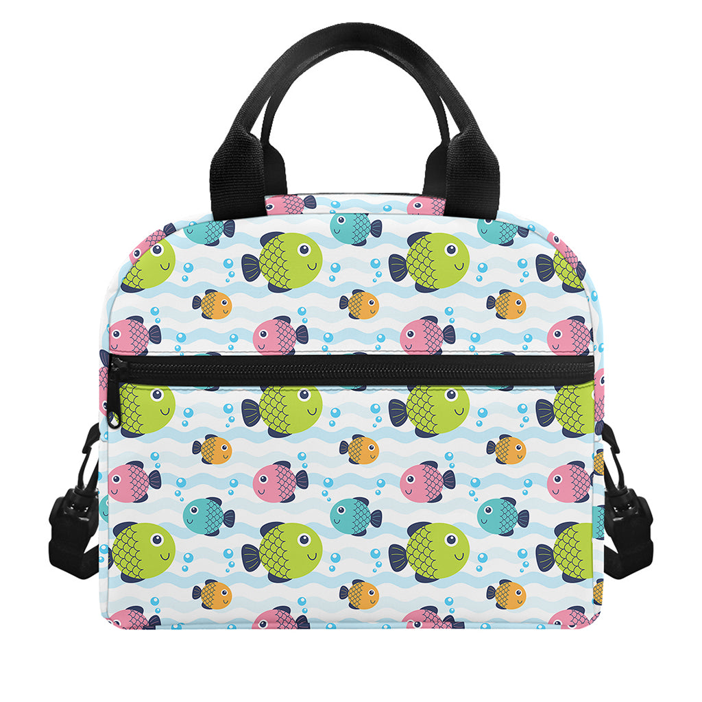 Cartoon Fish Pattern Print Insulated Lunch Bag