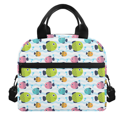 Cartoon Fish Pattern Print Insulated Lunch Bag