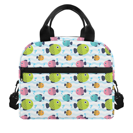 Cartoon Fish Pattern Print Insulated Lunch Bag