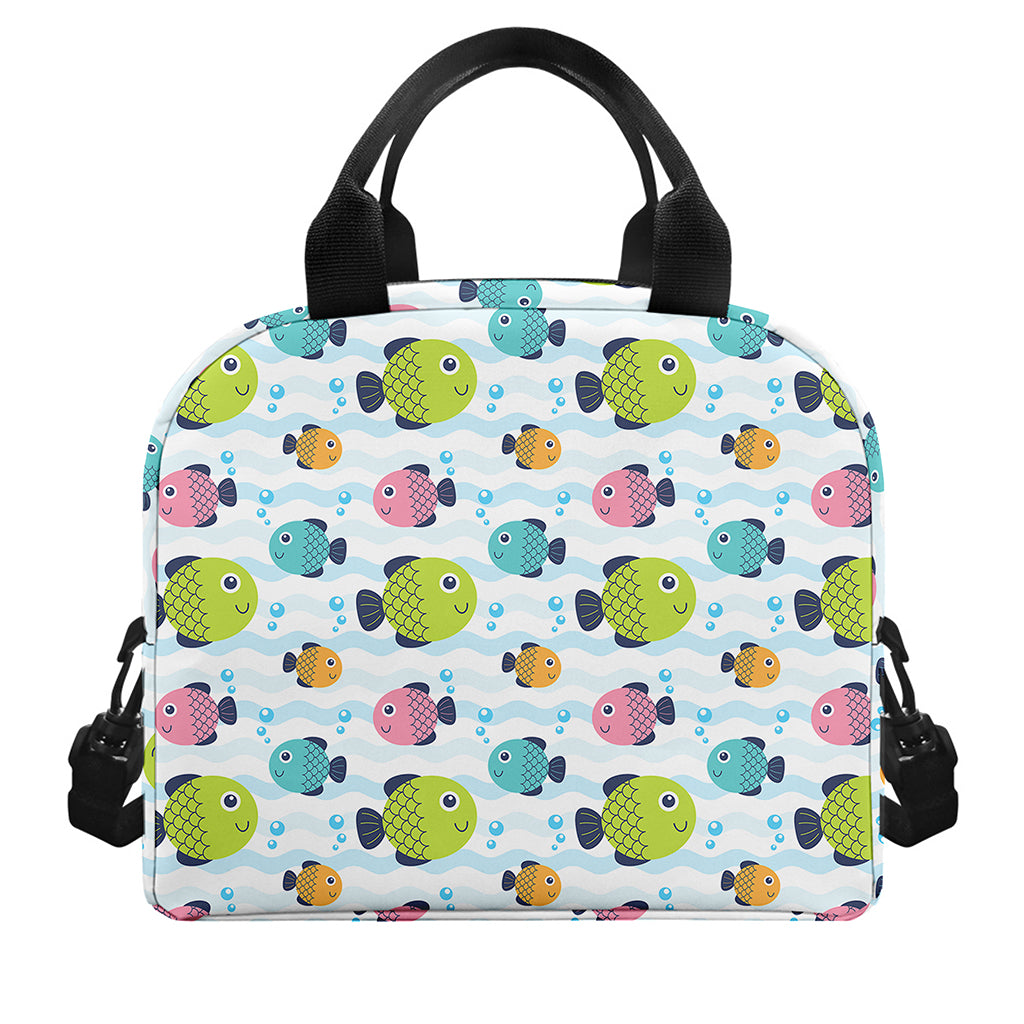 Cartoon Fish Pattern Print Insulated Lunch Bag