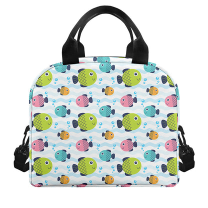 Cartoon Fish Pattern Print Insulated Lunch Bag