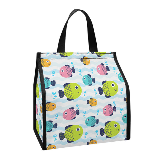 Cartoon Fish Pattern Print Insulated Lunch Tote