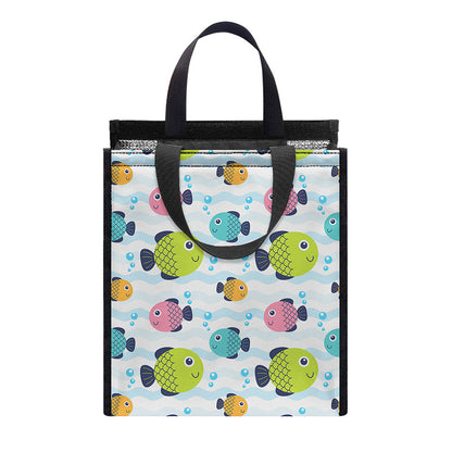 Cartoon Fish Pattern Print Insulated Lunch Tote