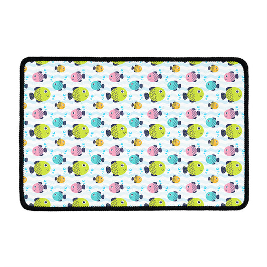 Cartoon Fish Pattern Print Kitchen Mat