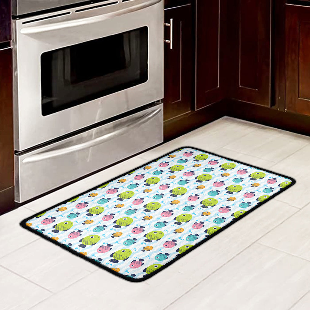 Cartoon Fish Pattern Print Kitchen Mat
