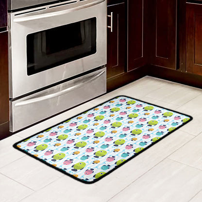 Cartoon Fish Pattern Print Kitchen Mat