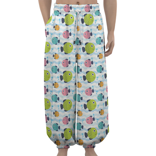 Cartoon Fish Pattern Print Lantern Pants