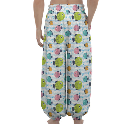 Cartoon Fish Pattern Print Lantern Pants