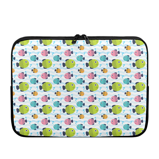 Cartoon Fish Pattern Print Laptop Sleeve