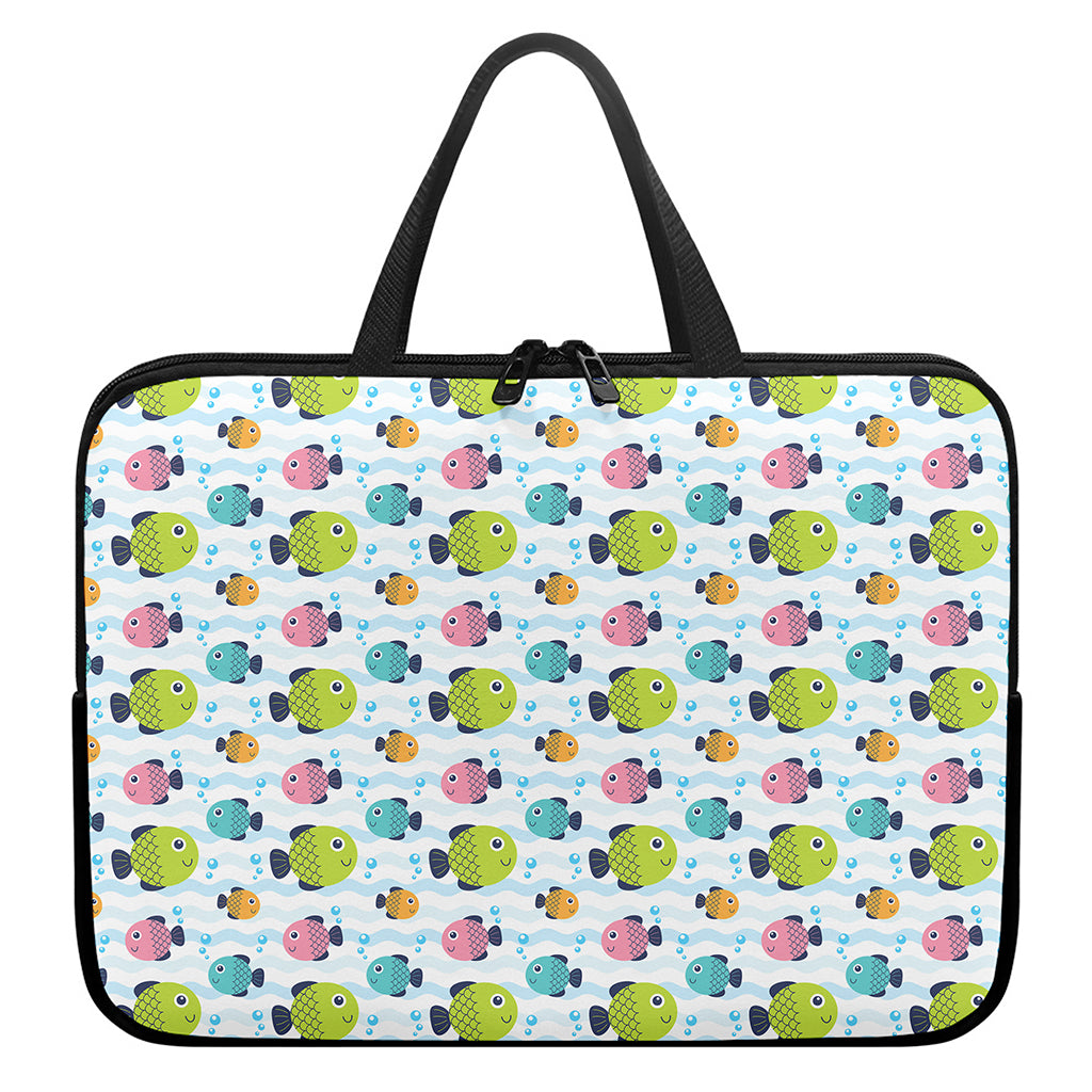Cartoon Fish Pattern Print Laptop Sleeve With Handle