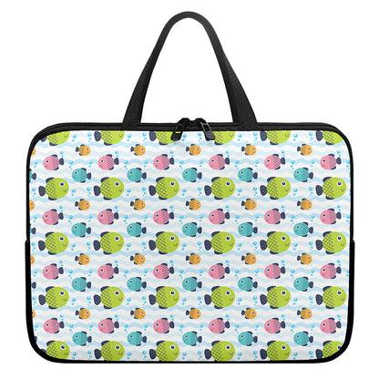 Cartoon Fish Pattern Print Laptop Sleeve With Handle