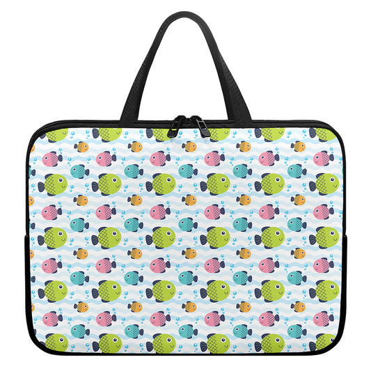 Cartoon Fish Pattern Print Laptop Sleeve With Handle