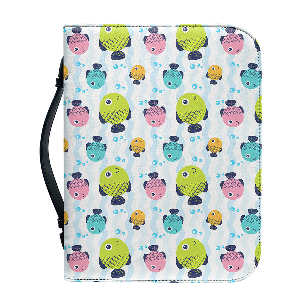Cartoon Fish Pattern Print Leather Bible Cover