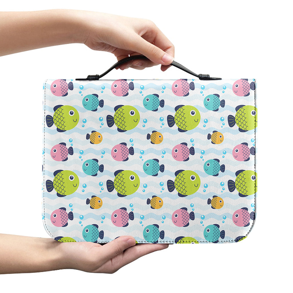 Cartoon Fish Pattern Print Leather Bible Cover