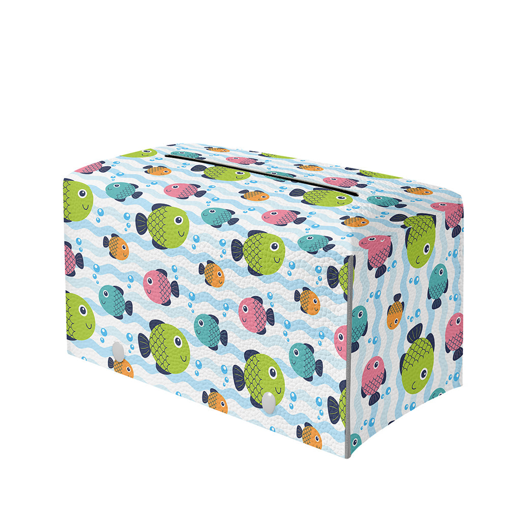 Cartoon Fish Pattern Print Leather Tissue Box Cover