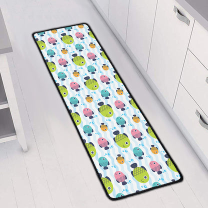 Cartoon Fish Pattern Print Long Kitchen Mat