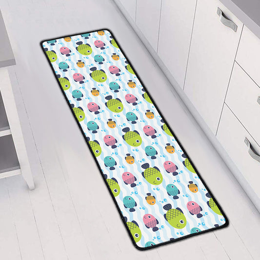 Cartoon Fish Pattern Print Long Kitchen Mat