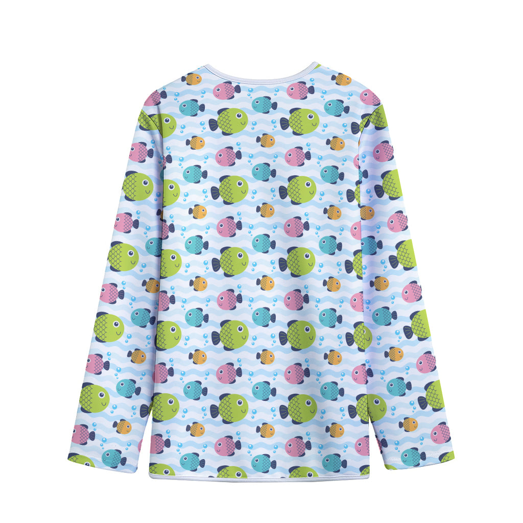 Cartoon Fish Pattern Print Long Sleeve Short Coat
