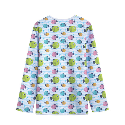 Cartoon Fish Pattern Print Long Sleeve Short Coat