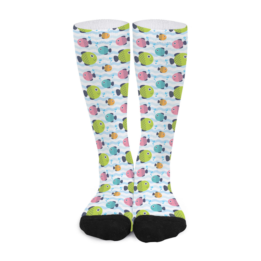 Cartoon Fish Pattern Print Long Socks