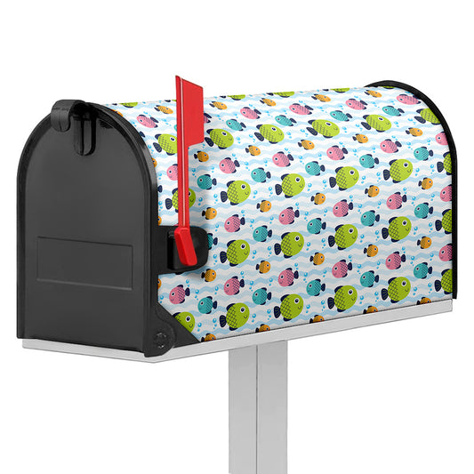 Cartoon Fish Pattern Print Mailbox Cover
