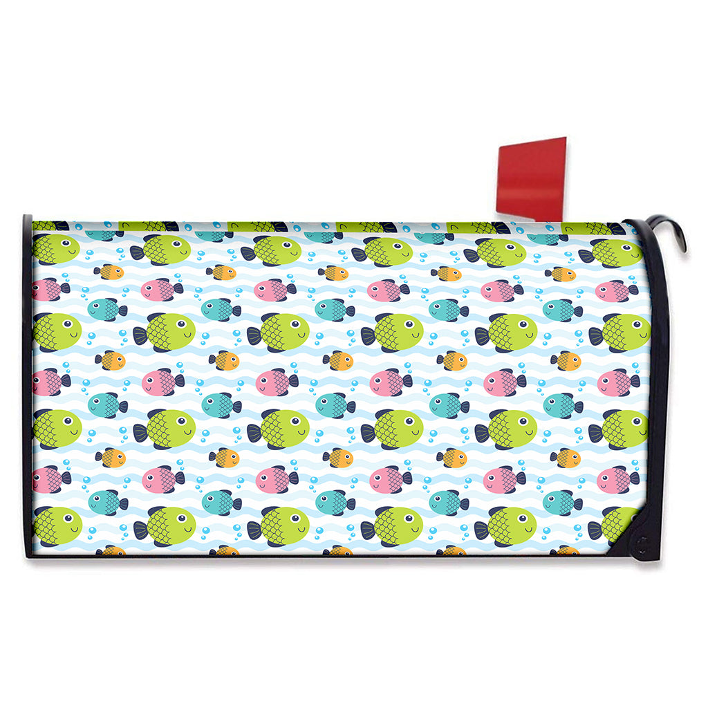 Cartoon Fish Pattern Print Mailbox Cover