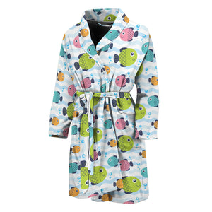 Cartoon Fish Pattern Print Men's Bathrobe