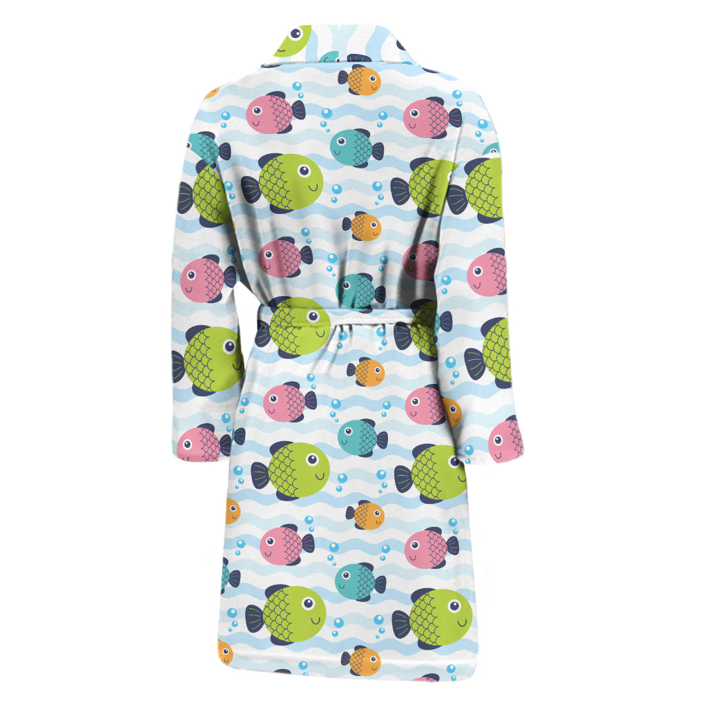 Cartoon Fish Pattern Print Men's Bathrobe