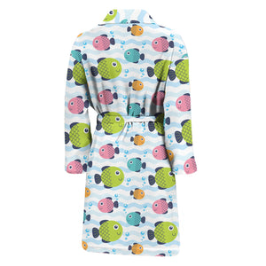 Cartoon Fish Pattern Print Men's Bathrobe