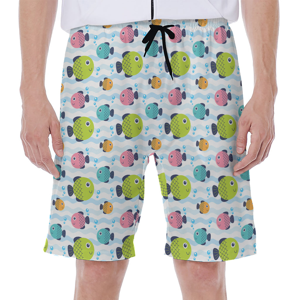 Cartoon Fish Pattern Print Men's Beach Shorts