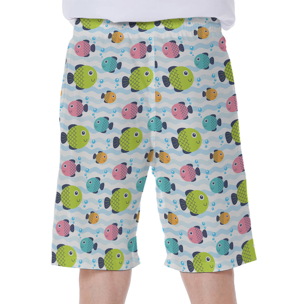 Cartoon Fish Pattern Print Men's Beach Shorts