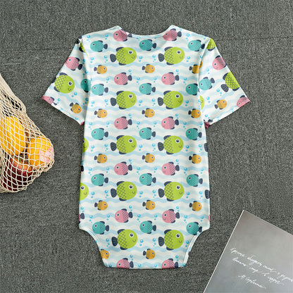 Cartoon Fish Pattern Print Men's Bodysuit