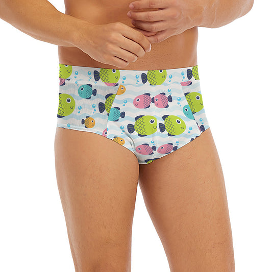 Cartoon Fish Pattern Print Men's Briefs
