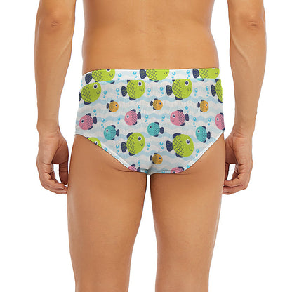 Cartoon Fish Pattern Print Men's Briefs