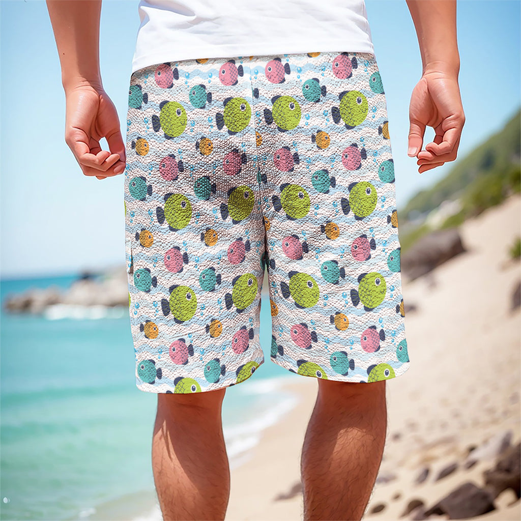 Cartoon Fish Pattern Print Men's Cargo Shorts