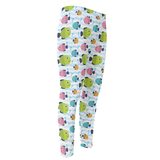 Cartoon Fish Pattern Print Men's Compression Pants