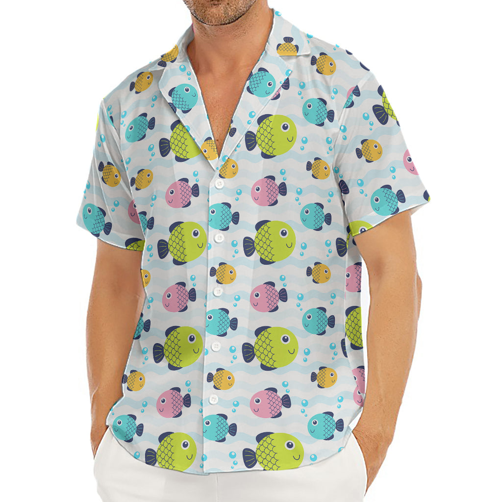 Cartoon Fish Pattern Print Men's Deep V-Neck Shirt