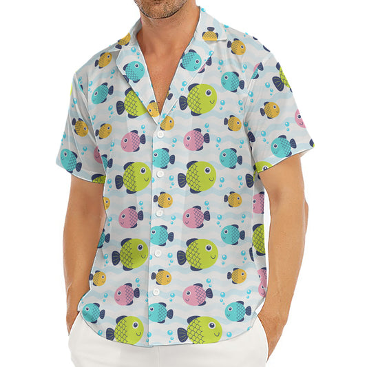 Cartoon Fish Pattern Print Men's Deep V-Neck Shirt