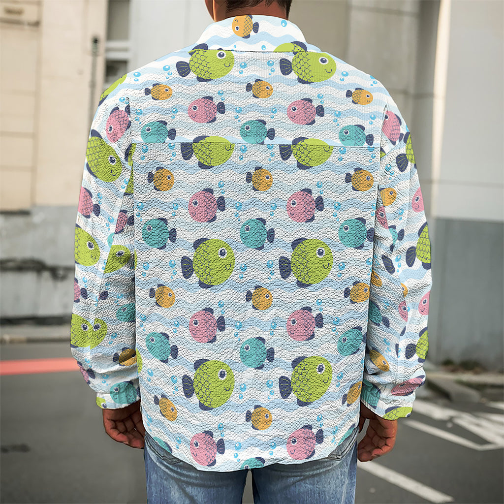 Cartoon Fish Pattern Print Men's Shirt Jacket