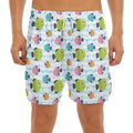 Cartoon Fish Pattern Print Men's Split Running Shorts