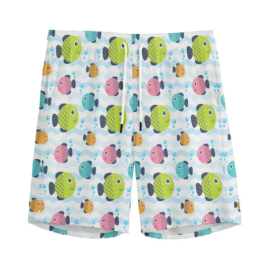 Cartoon Fish Pattern Print Men's Sports Shorts