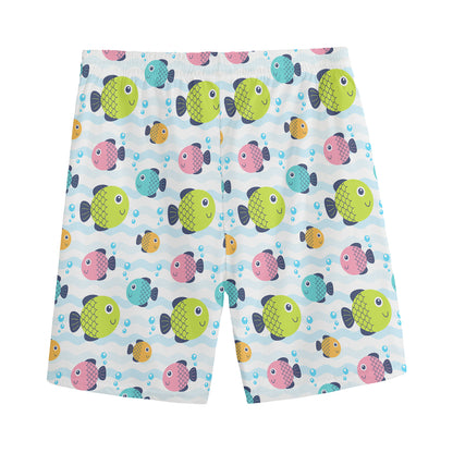 Cartoon Fish Pattern Print Men's Sports Shorts
