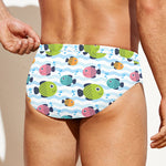 Cartoon Fish Pattern Print Men's Swim Briefs