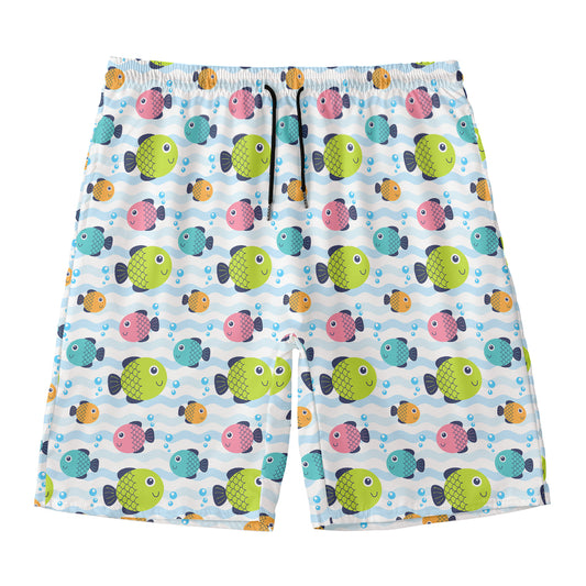 Cartoon Fish Pattern Print Men's Swim Trunks